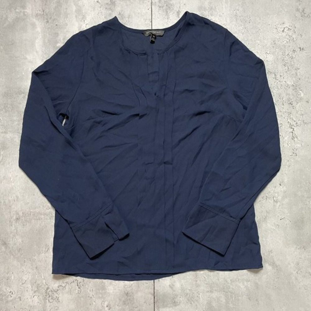 Banana Republic Top Womens Size XS Royal Blue Long Sleeve Blouse‎ Ruffle EUC